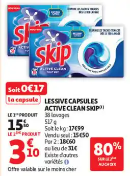 Auchan Skip Lessive capsules Active Clean offre