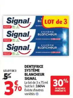 Auchan Signal Dentifrice Système Blancheur offre