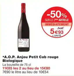 Monop' Le Petit Cab A.O.P. Anjou Petit Cab rouge Biologique offre