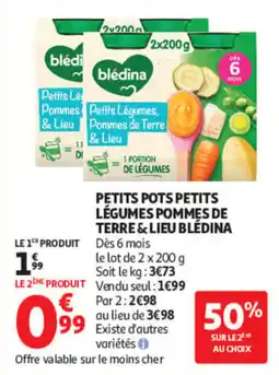Auchan Blédina Petits Pots Petits Légumes Pommes de Terre & Lieu offre