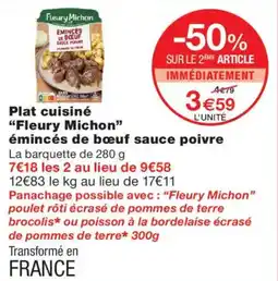 Monop' Fleury Michon émincés de bœuf sauce poivre offre