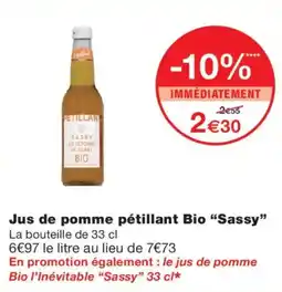 Monop' PETILLANT Jus de pomme Bio offre