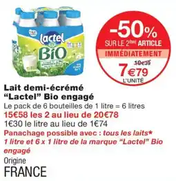 Monop' Lactel Lait demi-écrémé offre
