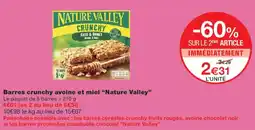 Monop' Nature Valley barres Crunchy avoine et miel offre