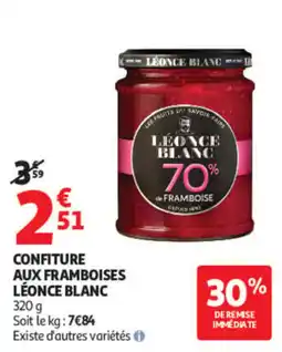 Auchan LÉONCE BLANC CONFITURE AUX FRAMBOISES offre