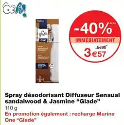 Monop' Glade Spray désodorisant Diffuseur Sensual sandalwood & Jasmine offre