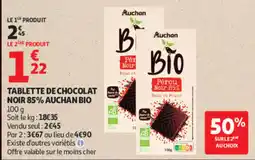 Auchan Auchan Bio Tablette de chocolat noir 85% offre