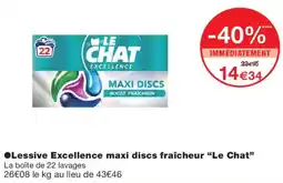 Monop' Le Chat Lessive Excellence maxi discs fraîcheur offre