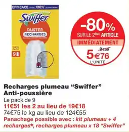 Monop' Swiffer Recharges plumeau Anti-poussière offre