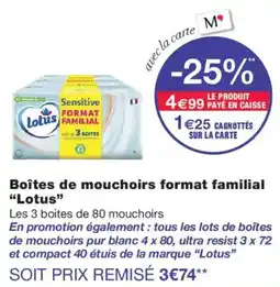 Monop' Lotus Boîtes de mouchoirs format familial offre