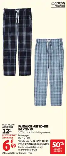 Auchan Inextenso pantalon nuit homme offre