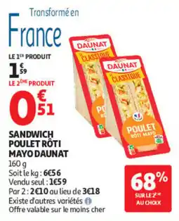 Auchan DAUNAT SANDWICH POULET RÔTI MAYO offre