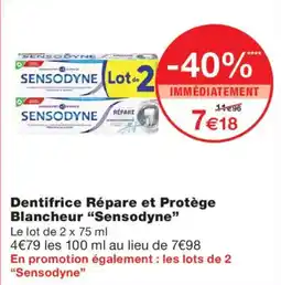 Monop' Sensodyne Dentifrice Répare et Protège Blancheur offre