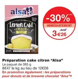 Monop' Alsa Préparation cake citron offre
