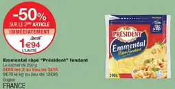 Monop' Président Emmental râpé fondant offre