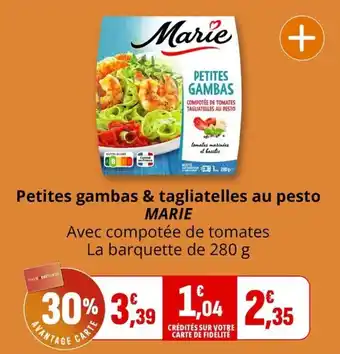 MARIE Petites gambas & tagliatelles au pesto