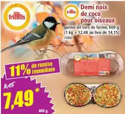 Norma little friends Demi noix de coco pour oiseaux offre