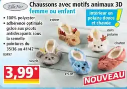 Norma ElleNor Chaussons avec motifs animaux 3D offre