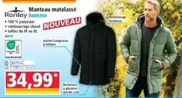 Norma Ronley Manteau matelassé homme offre