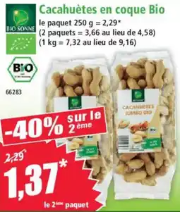 Norma BIO SONNE Cacahuètes en coque Bio offre