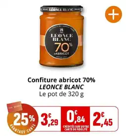 Coccinelle Supermarché LEONCE BLANC Confiture abricot 70% offre