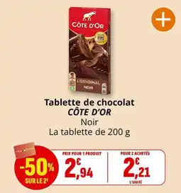 Coccinelle Supermarché CÔTE D'OR Tablette de chocolat Noir offre