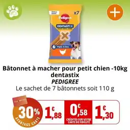 Coccinelle Supermarché Pedigree bâtonnet à macher pour petit chien dentastix offre