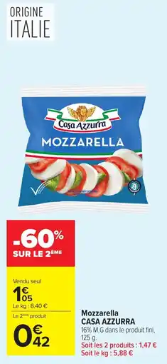 Carrefour Market CASA AZZURRA Mozzarella offre