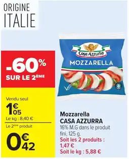Carrefour Casa Azzurra Mozzarella offre
