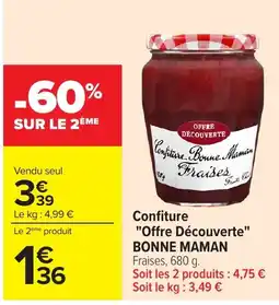 Carrefour BONNE MAMAN Confiture Fraises offre