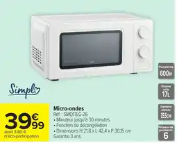 Carrefour Market Simpla Micro-ondes offre
