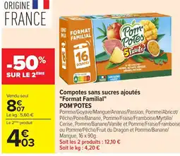 Carrefour Market POM'POTES Compotes sans sucres ajoutés offre