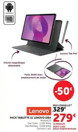 Hyper U Lenovo PACK TABLETTE 11' LENOVO IDEA offre