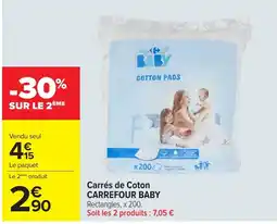 Carrefour Market CARREFOUR BABY Carrés de Coton offre