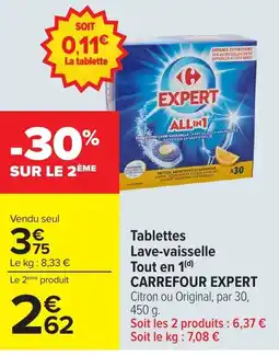 Carrefour Market CARREFOUR EXPERT Tablettes Lave-vaisselle Tout en 1 offre