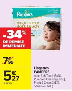 Carrefour Market Pampers Lingettes Aqua Soft Touch offre