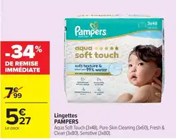 Carrefour Pampers Lingettes Aqua Soft Touch offre