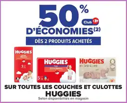 Carrefour Huggies sur toutes les couches et culottes offre