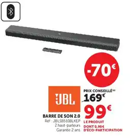 Hyper U JBL BARRE DE SON 2.0 offre
