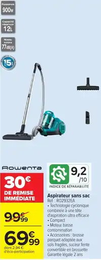 Carrefour Rowenta Aspirateur sans sac offre