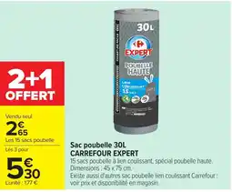 Carrefour CARREFOUR EXPERT Sac poubelle 30L offre