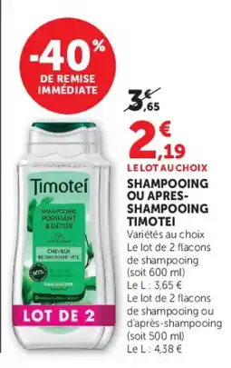 Super U Timotei Shampooing Purifiant & Detox offre
