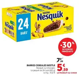 Hyper U Nesquik Barres Cereales offre