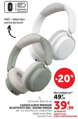 Hyper U SOUND ORIGIN CASQUE AUDIO PREMIUM BLUETOOTH ANC offre