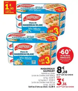Hyper U SAUPIQUET Filets de Maquereau Blanc offre
