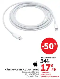 Hyper U Apple Câble USB-C / Lightning offre