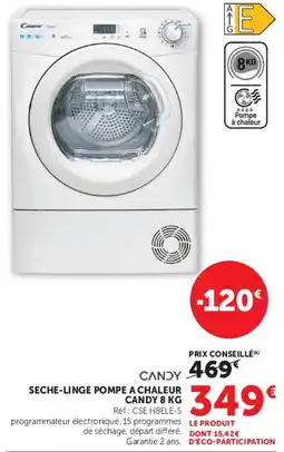 Hyper U CANDY SECHE-LINGE POMPE A CHALEUR CANDY 8 KG offre