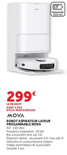 Hyper U MOVA ROBOT ASPIRATEUR LAVERE PROGAMMABLE MOVA offre