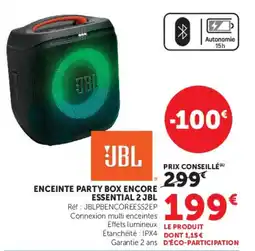 Hyper U JBL ENCEINTE PARTY BOX ENCORE ESSENTIAL 2 offre