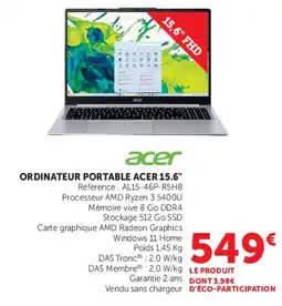 Hyper U acer ORDINATEUR PORTABLE offre